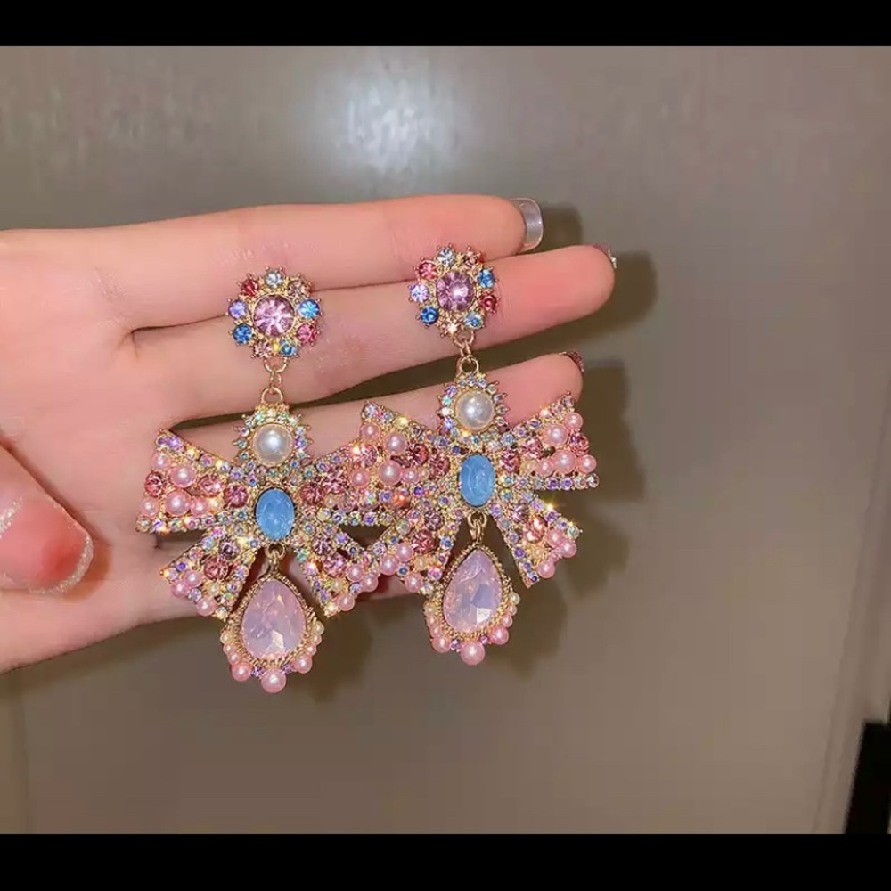 Pink Bow Earrings